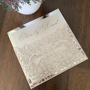 Wedding Card Pocket Template laser cut. Digital Download (svg, eps, dxf, cdr, ai, studio)