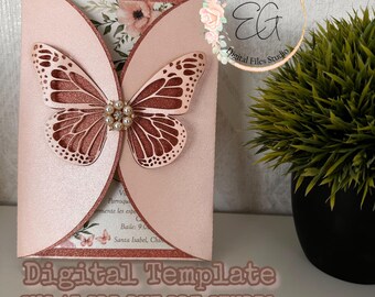 DIGITAL TEMPLATE to make a laser cut quinceanera invitation
