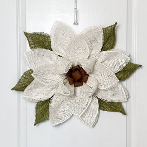 White magnolia wreath, Everyday front door wreath, Farmhouse style door decor, Summer Porch decor, Country home accent, Southern style decor