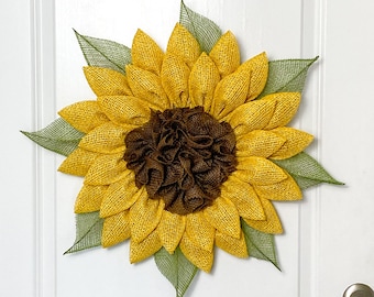 Sunflower front door wreath, Spring sunflower wreath,  Sunflower door decor, Farmhouse front porch, Summer patio decor, New Home gift