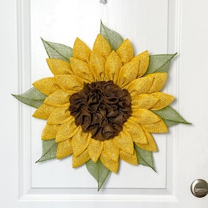 Sunflower front door wreath, Spring sunflower wreath,  Sunflower door decor, Farmhouse front porch, Summer patio decor, New Home gift