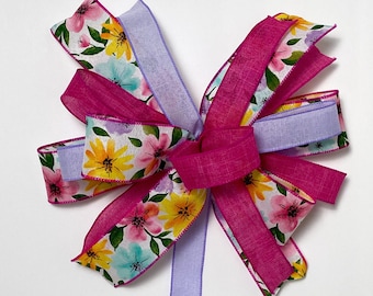 Floral Spring And Summer Bow Colorful Bow Pastel Color Bow Floral Bow For Lamppost Bow For Summer Wreath Nursery Bow