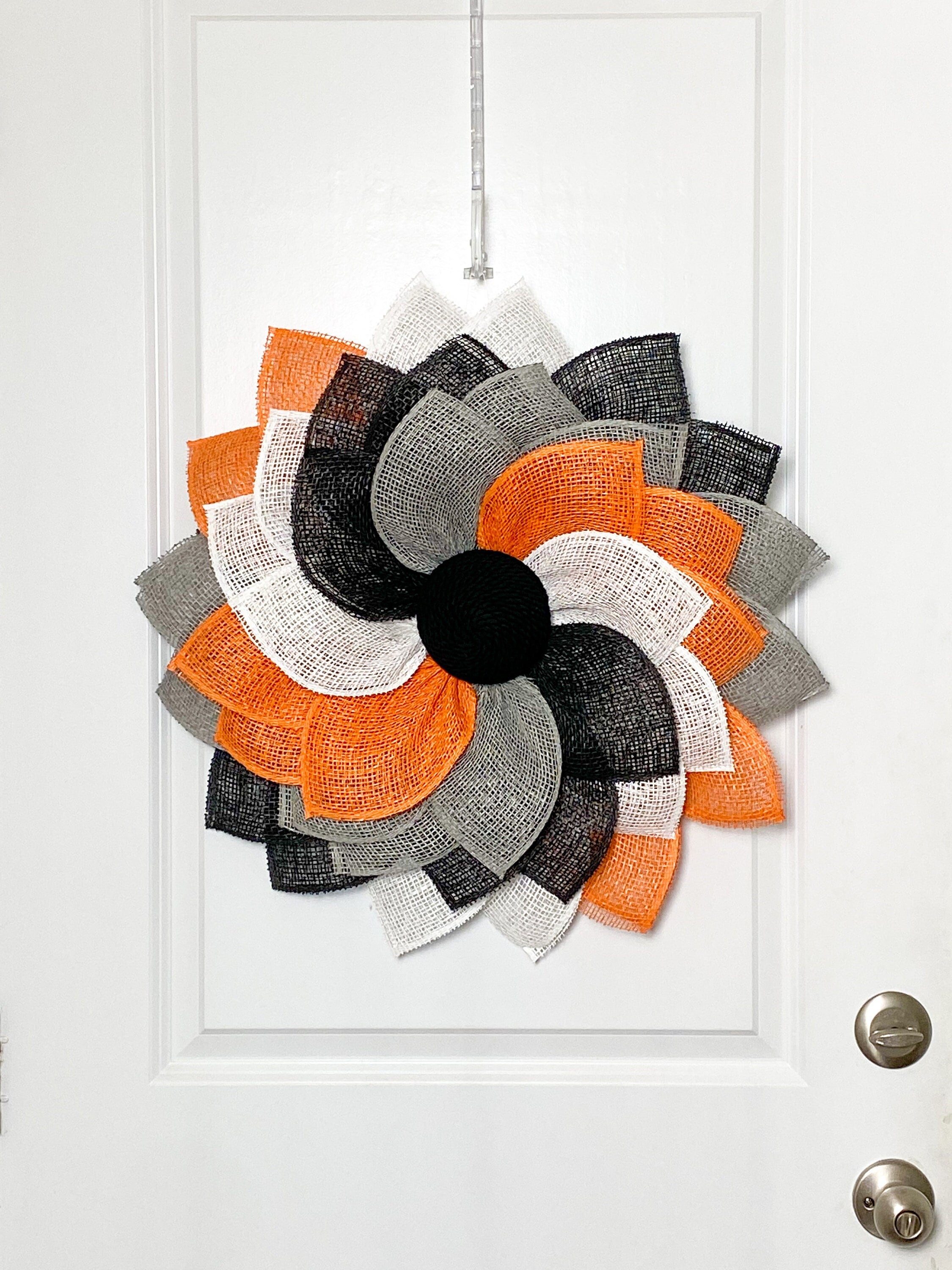 Everyday Flower Wreath for Front Door, Halloween Door Hanger, Orange ...