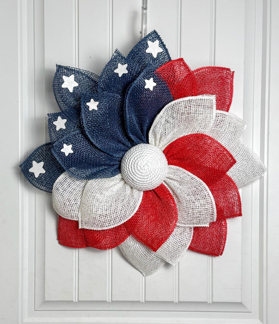 Patriotic American Flag Front Door Wreath, Stars and Stripes Decor ...