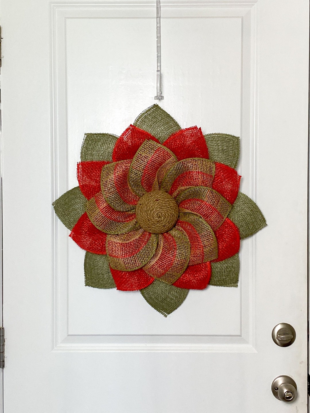 Rustic Christmas Wreath, Holiday Door Hanger, Xmas Porch, Winter Door ...