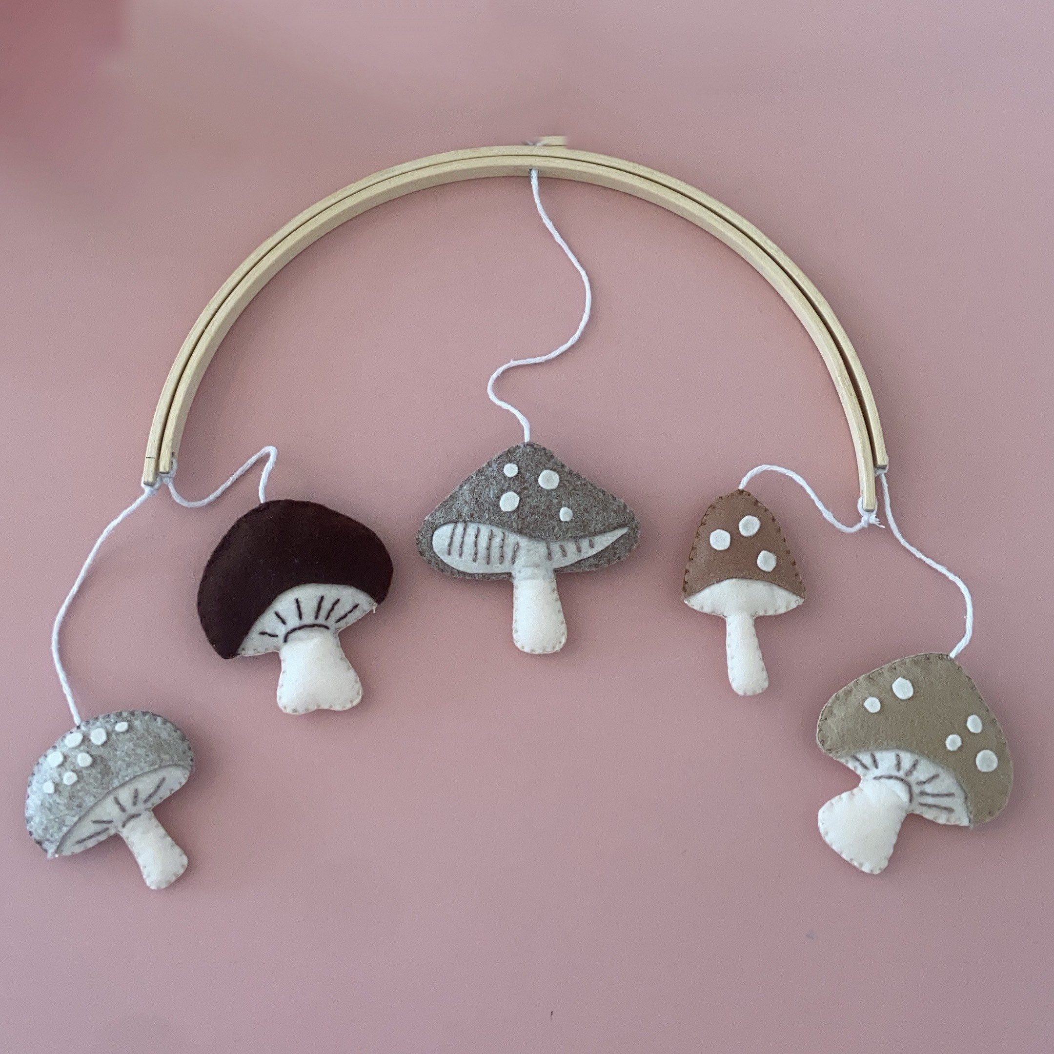 Handmade Neutral Mushroom Baby Nursey Crib Mobile Etsy