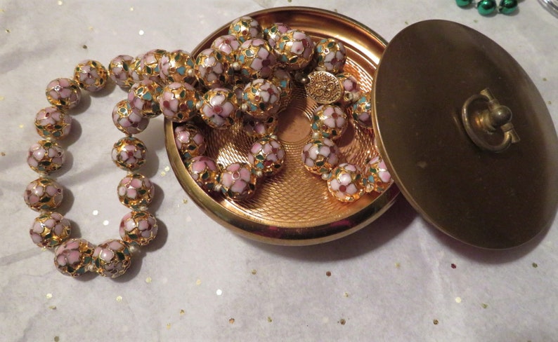 Vintage Deep Enamel Cloisonn\u00e9 Beads Necklace 22