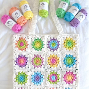 Starburst Summer Tote Crochet Pattern, Crochet Bag Pattern, Beginner friendly crochet pattern, US terms crochet pattern