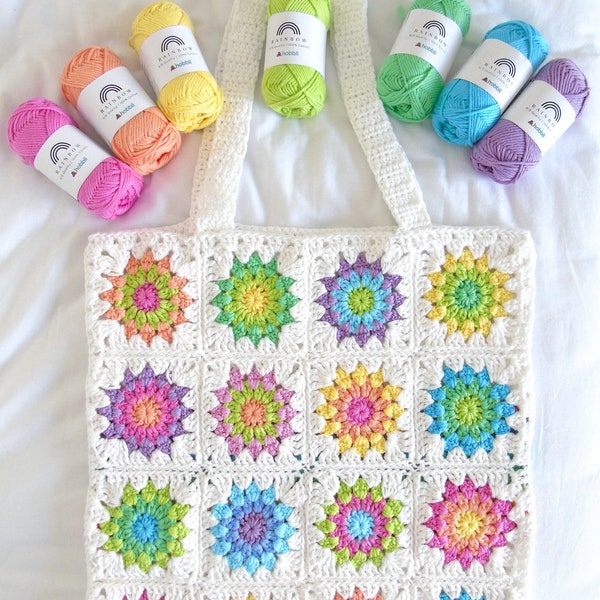 Starburst Summer Tote Crochet Pattern, Crochet Bag Pattern, Beginner friendly crochet pattern, US terms crochet pattern