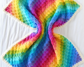 US terms pattern PDF, Rainbow Fusion blanket pattern, crochet blanket pattern, crochet baby blanket pattern