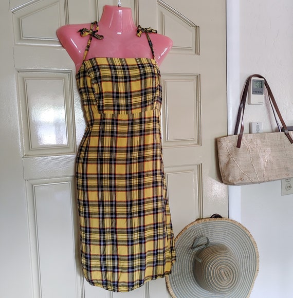 Buy Yellow Plaid School Girl Empire Waist Skater Summer Dress Online in  India - Etsy
