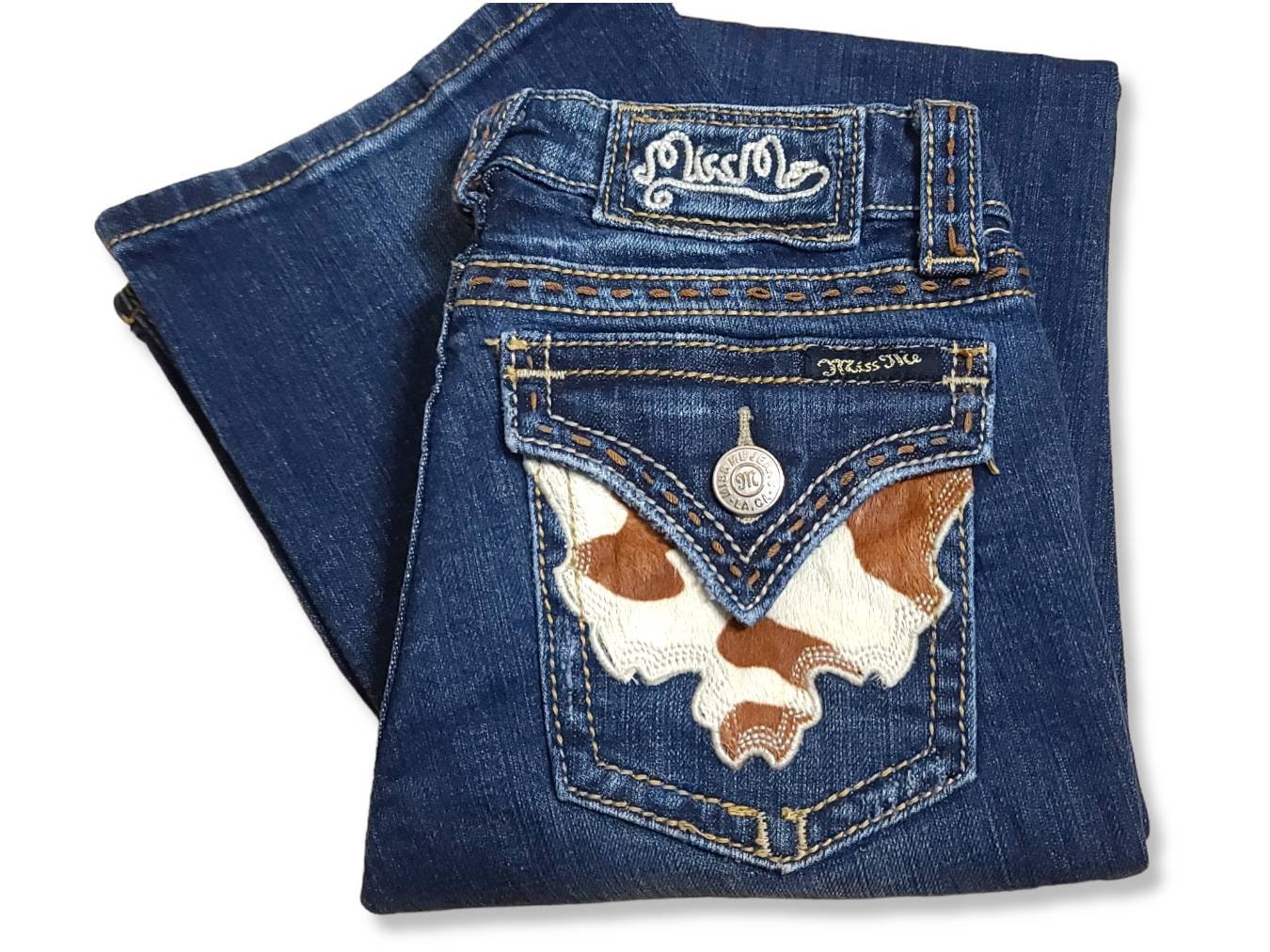 RARE Miss Me Jeans Size 25 Low Rise Boot Cut Abstract Cow RARE Miss Me Jeans Size 25 Low Rise Boot Cut Abstract Cow
