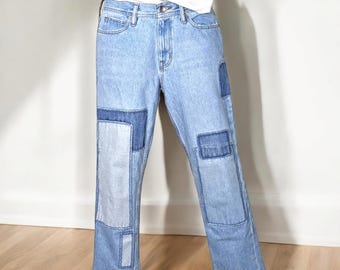 Womens Boho Patchwork Denim Boyfriend Jeans Size 29&quot; Waist BGD Urban Outfitters