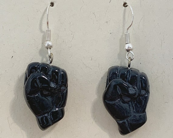 Black Power Fist Earrings