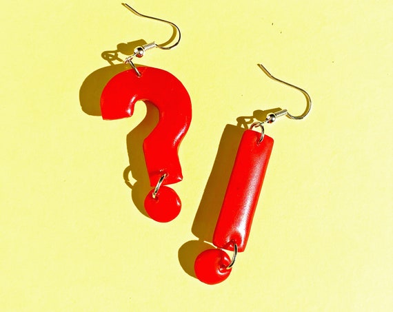 Red "?!" Earrings