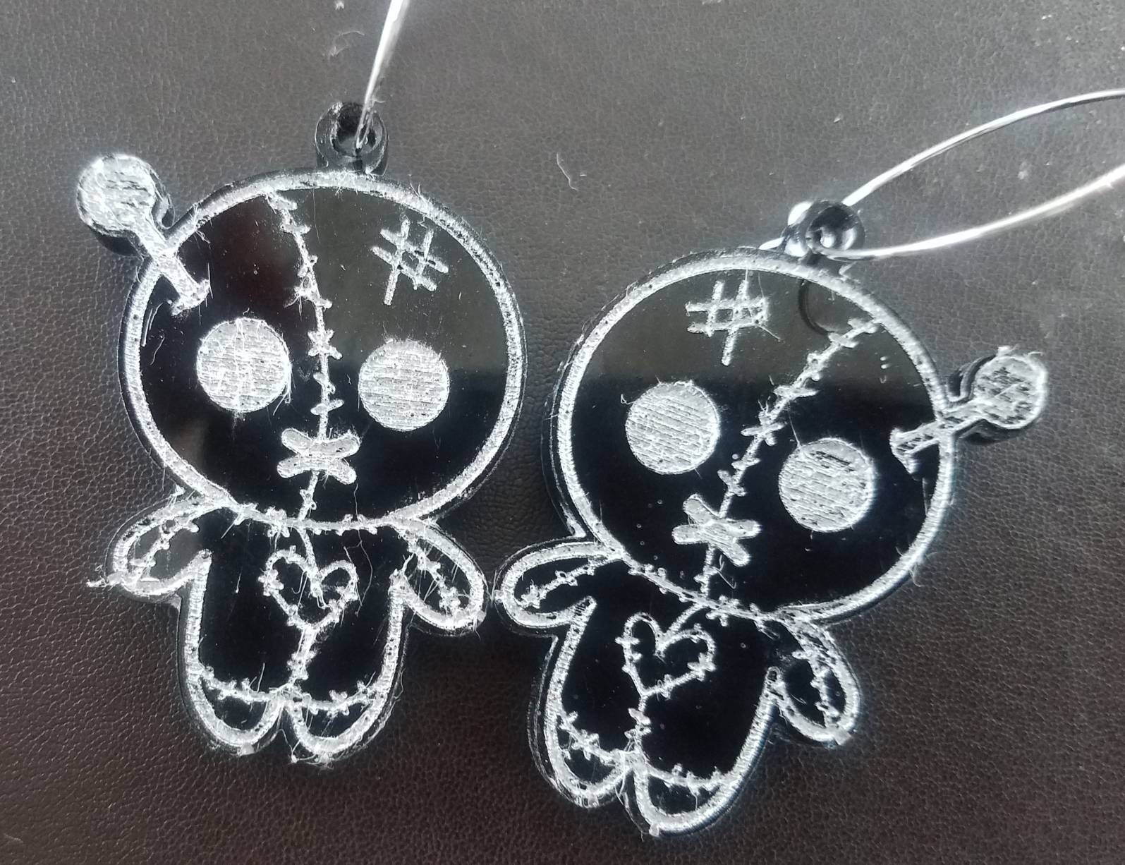 Handmade black voodoo doll dangle earrings/ goth/ halloween/ Etsy
