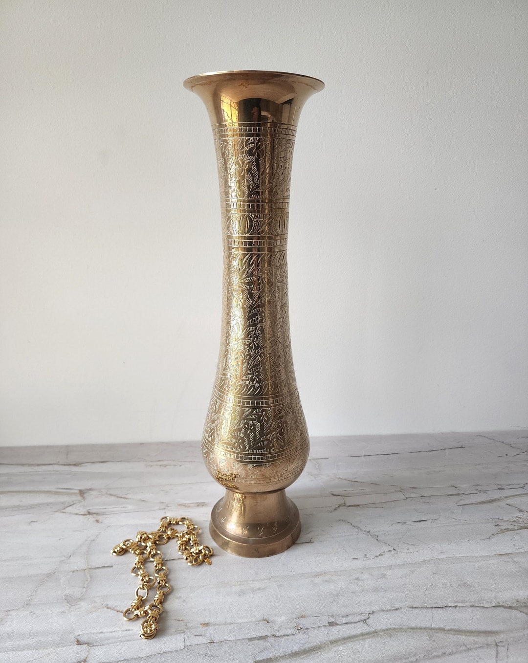 Vintage Large Brass Vase Indian Brass Home Decor Boho Etsy