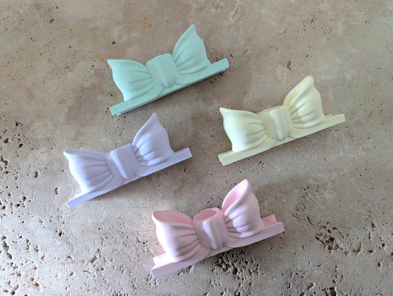 Bow Candle Stick Holder, Taper Candle, Chic Bow, Kids Decor, Gift Idea