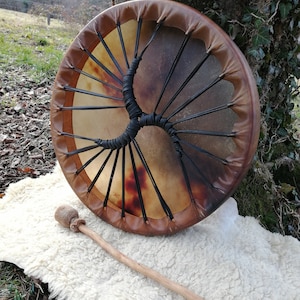 HandCrafted 48cm Shamanic Drum, Buffalo RawHide & DrumStick