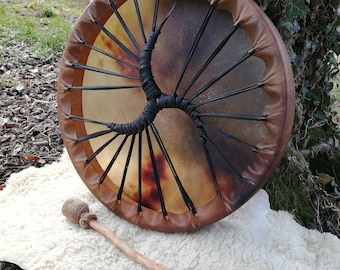 HandCrafted 48cm Shamanic Drum, Buffalo RawHide & DrumStick