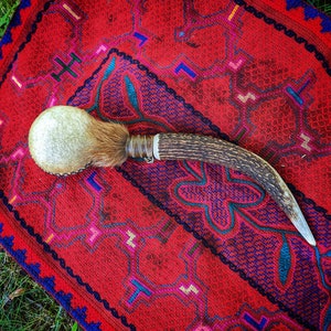 HandCrafted Shamanic rattle on a deer horn