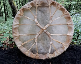 HandCrafted 48 cm, Shaman Drum, Buffalo rawhide & Drum Stick