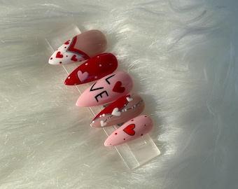 Valentine nails/ Press on nails/Handmade Press On/Cute nails design