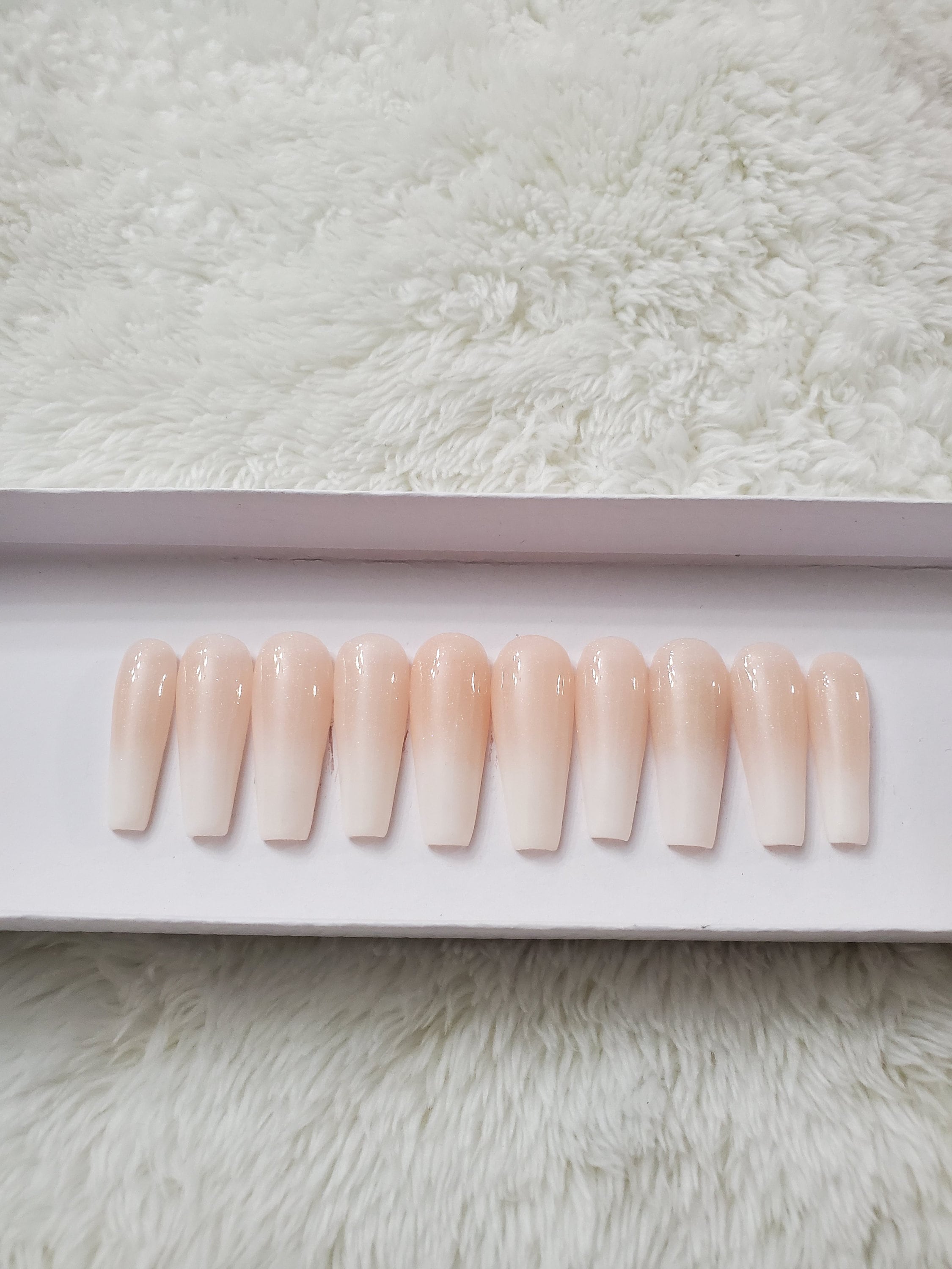 Ombre nude and white nails/ Press on nails