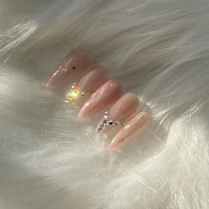 Light pink marble nails/ Press on nails/ Handmade Press On/Gift For Her/Custom Press On
