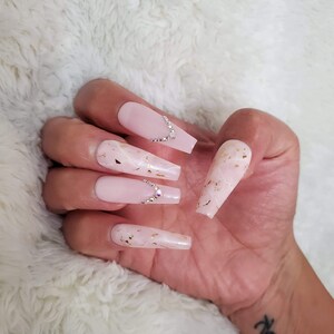 Light Pink Marble Nails Press On Nails Etsy Australia