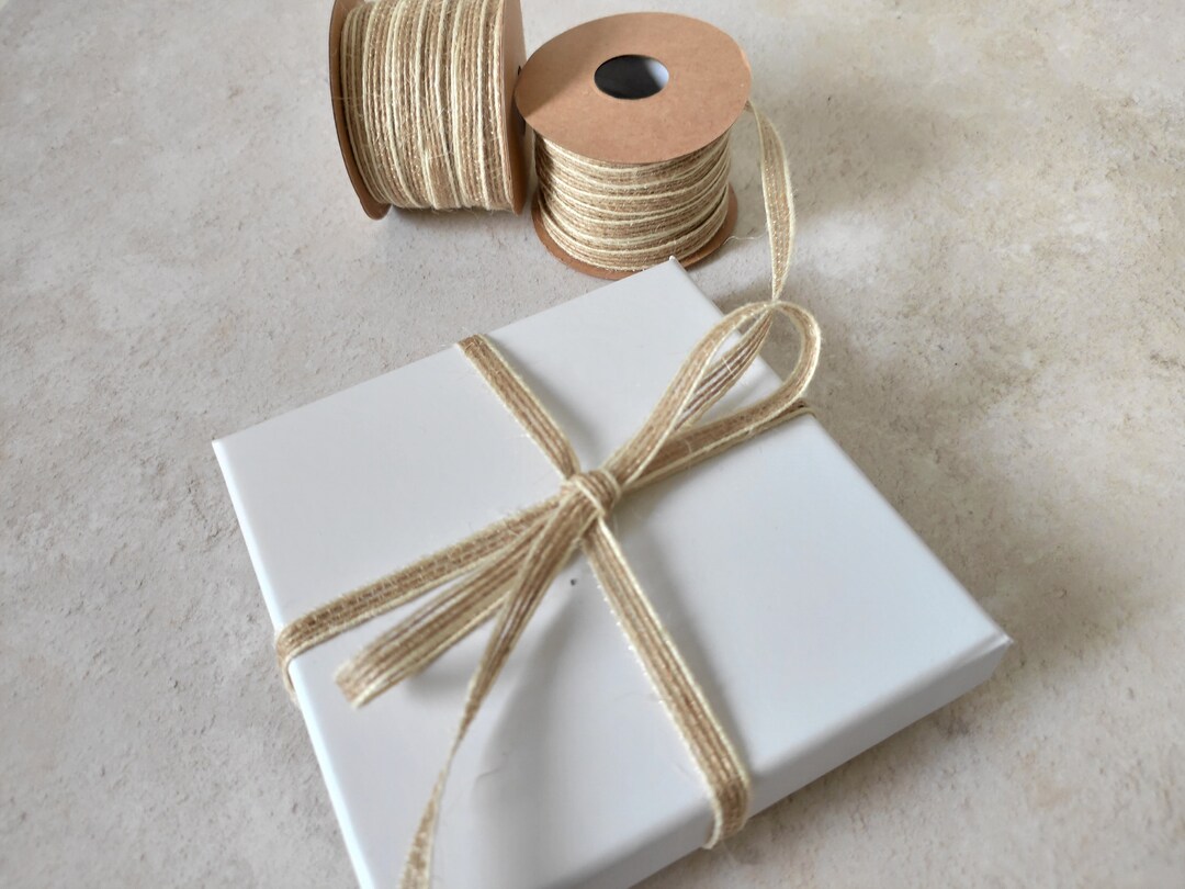 Natural Quality Hemp Rope White Striped Jute Burlap Twine Ribbon ...