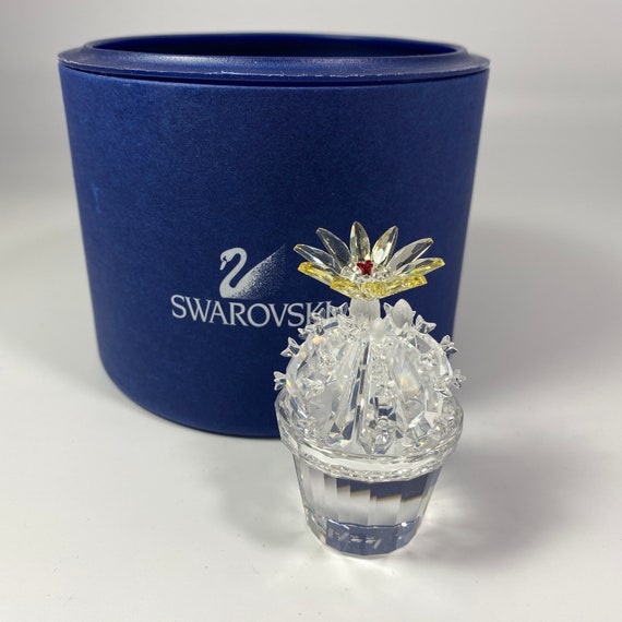 廃盤品 スワロフスキークリスタル 開花サボテン 置物 291549 7484