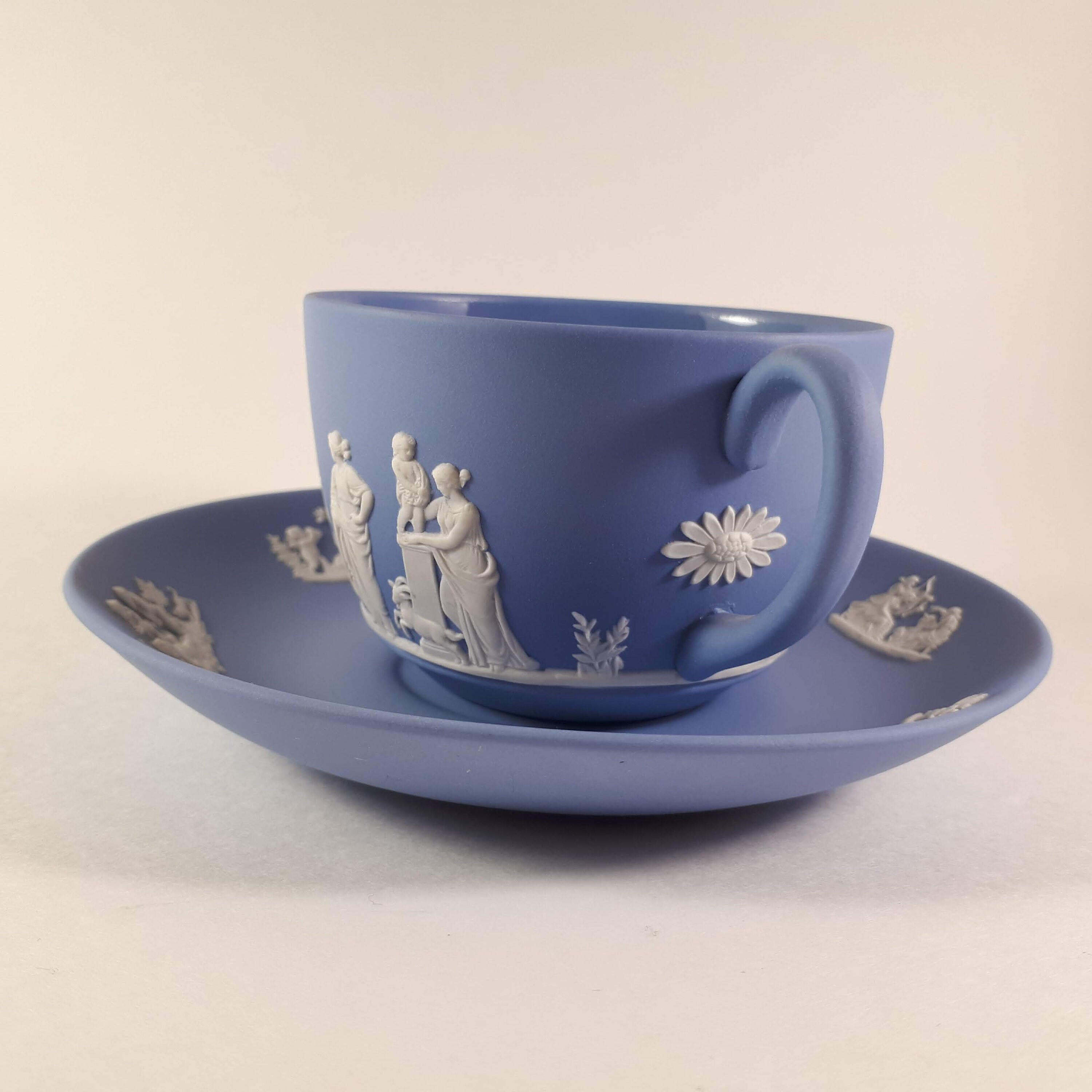RARE Vintage Wedgwood Jasperware Teacup and Saucer Blue and Etsy