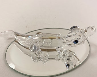 RARE !! Swarovski Crystal Alligator Figurine #221629 Crocodile with mirror