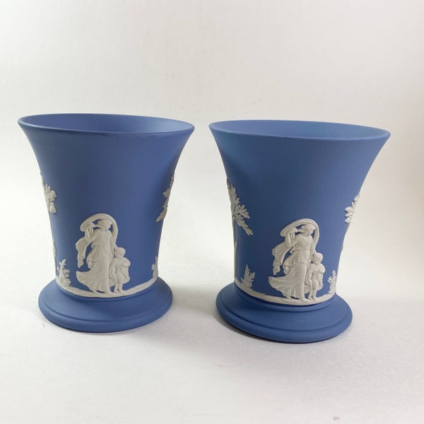 Wedgwood Jasperware Light Blue Trumpet Posey 3.5" 9cm Tall Vase England