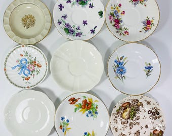 Vintage orphan Saucers wedgwood, Crown Derby, Haviland, Limoges etc for bridal showers, tea parties