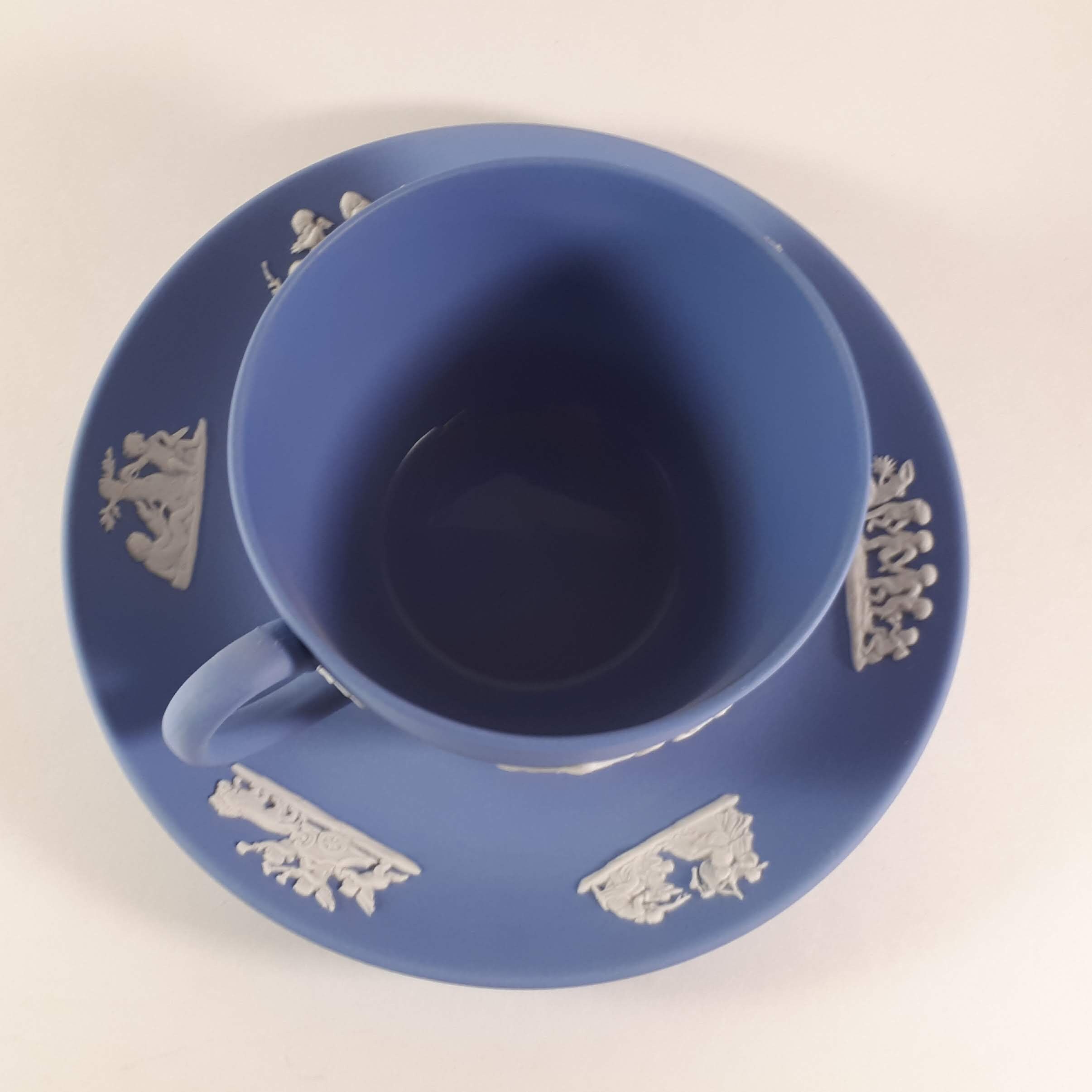RARE Vintage Wedgwood Jasperware Teacup and Saucer Blue and Etsy