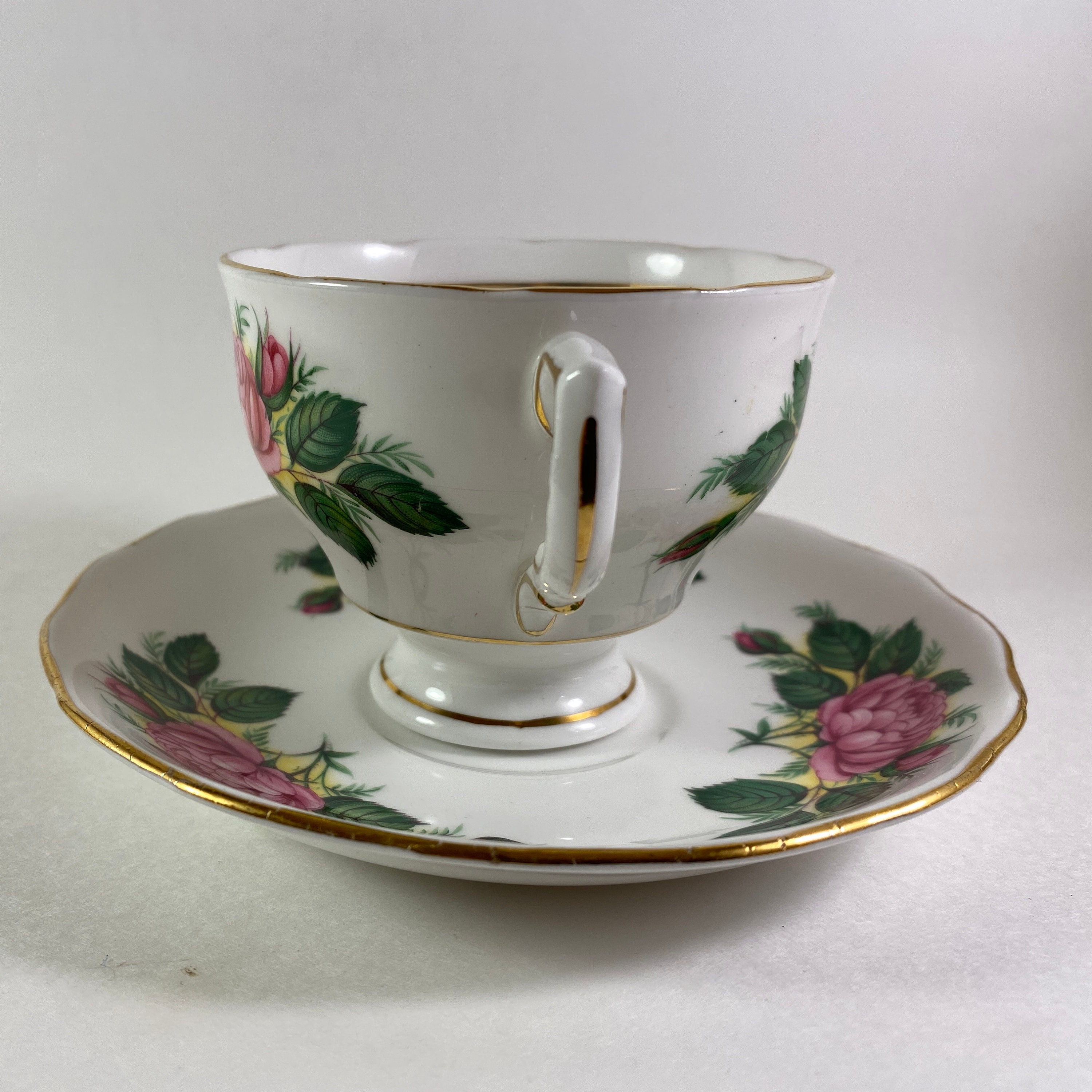 RARE Vintage Colclough Pink Cabbage Roses Teacup and Saucer 1950s - Etsy