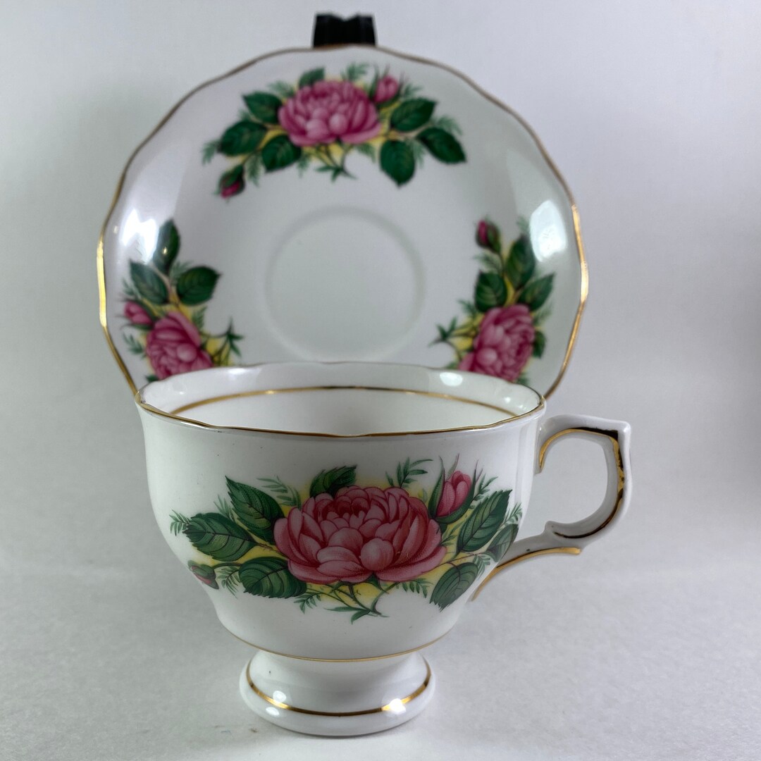 RARE Vintage Colclough Pink Cabbage Roses Teacup and Saucer 1950s - Etsy