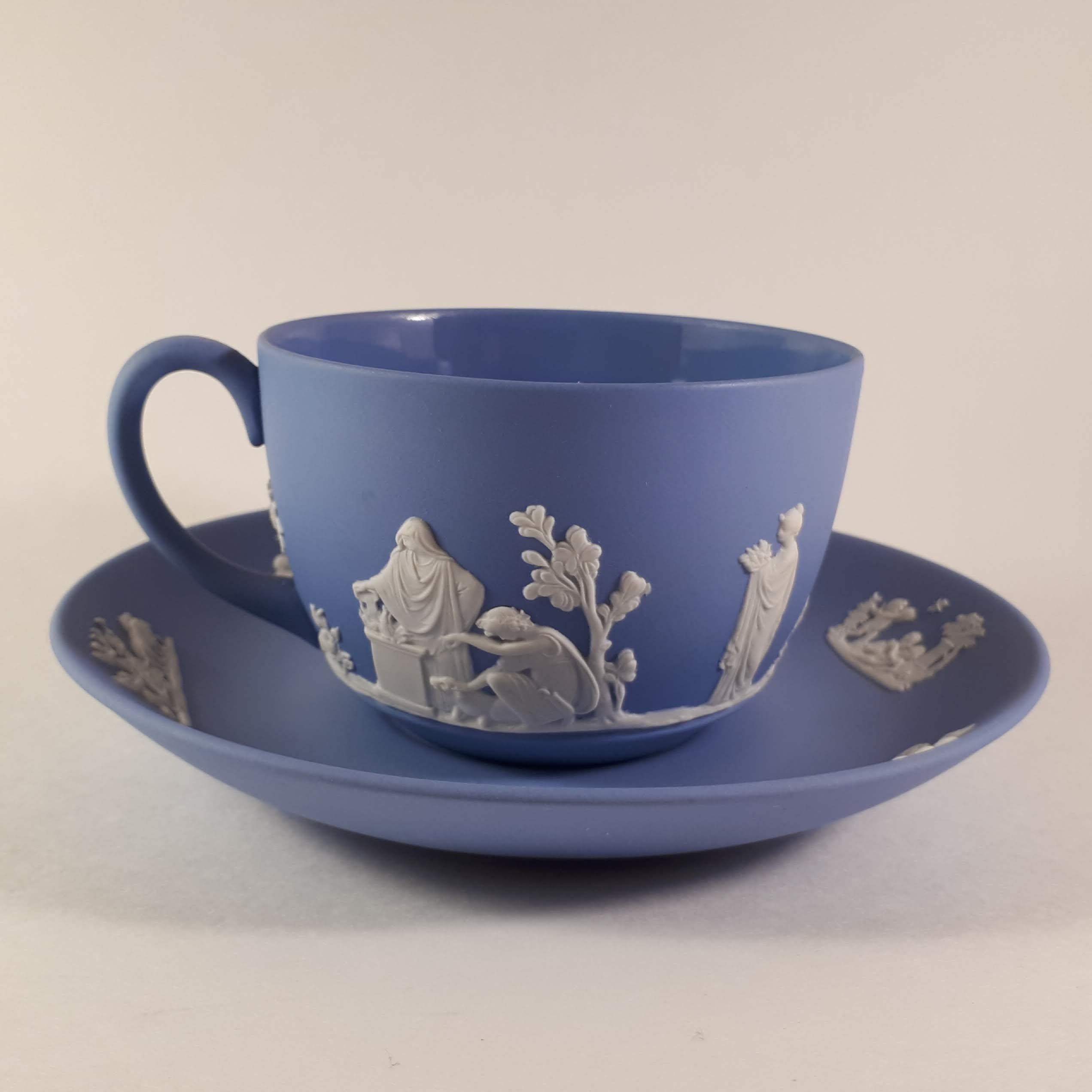 RARE Vintage Wedgwood Jasperware Teacup and Saucer Blue and Etsy