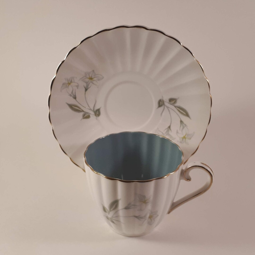 Susie Cooper White and Blue Fine Bone China Teacup With Flowers - Etsy