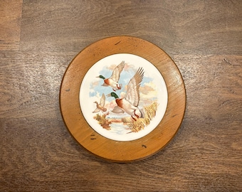 Vintage Ceramic and Wood Duck Serving Platter