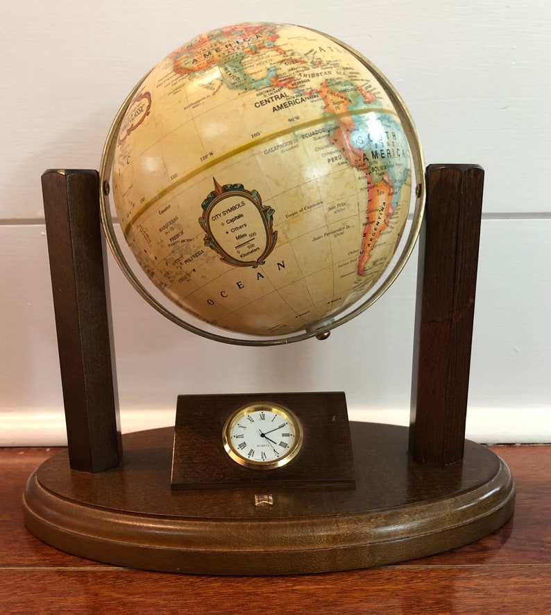 Replogle globe desk clock. Clock Battery Included. Etsy