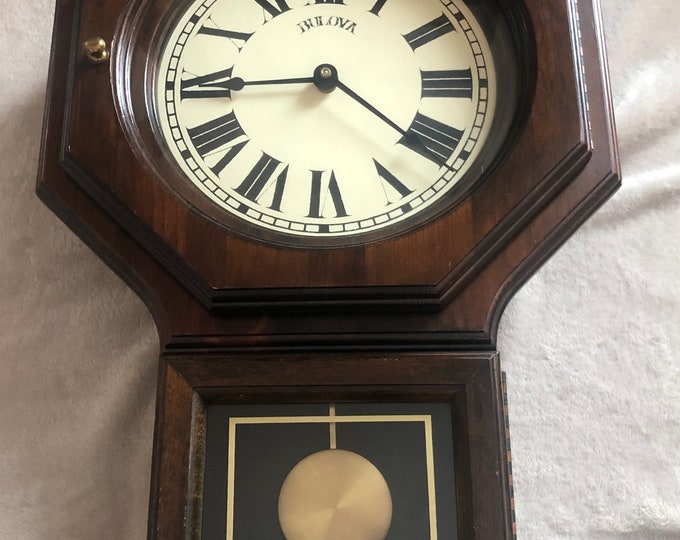 Bulova pendulum schoolhouse wall clock Etsy