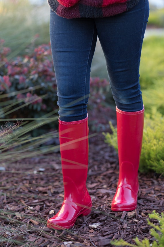 Womens Tall Red Rainboots - Etsy