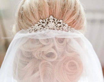 Bridal Veil comb,  elegant hair piece, rhinestone crystal hair comb, veil decorative hair piece comb, silver  hair jewellery