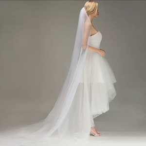 Wedding Bridal Veil Raw cut edge soft tulle veil with comb ivory white image 7