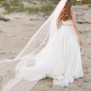 Cathedral length cut edge plain bridal veil