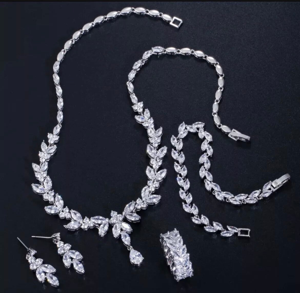 Bridal Crystal Necklace Tiara Jewellery Set Wedding Etsy UK