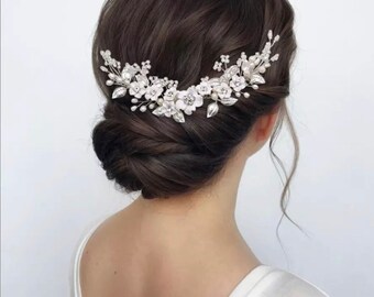 Bridal wedding Hair Comb wedding Bridal Bridesmaids Hair comb, Floral rhinestone hair accessory gold silver